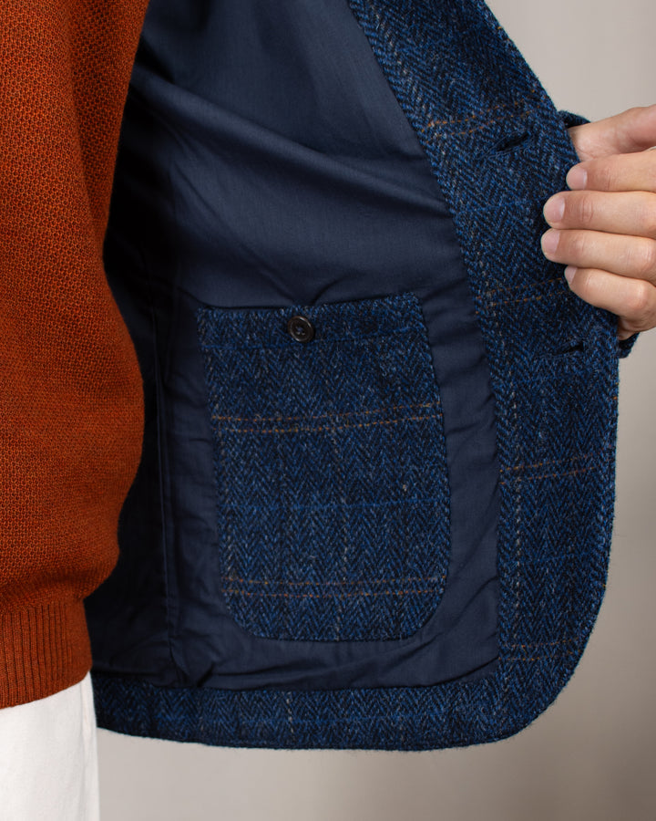 Bakers C Jacket Harris Tweed Plaid Navy