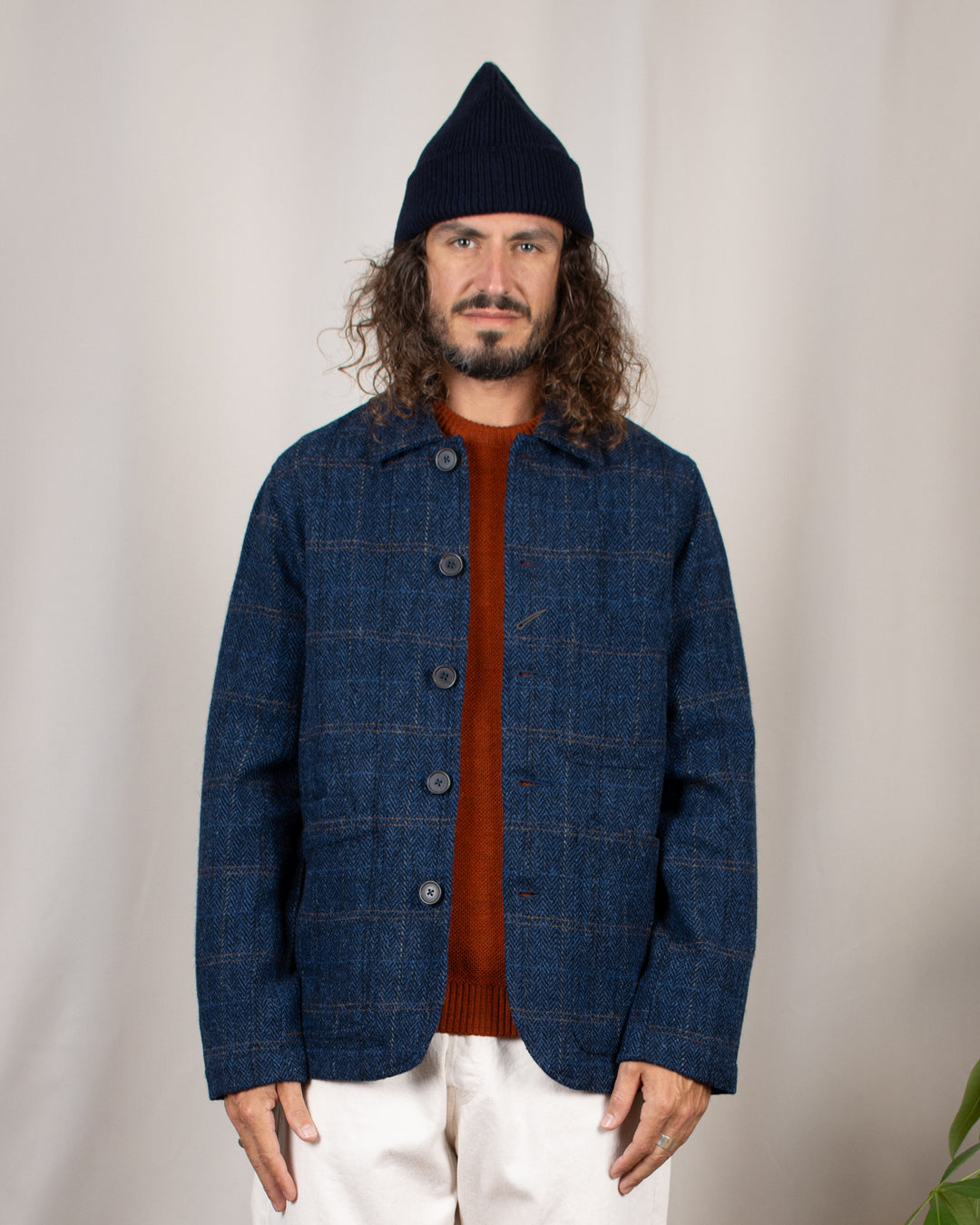 Bakers C Jacket Harris Tweed Plaid Navy