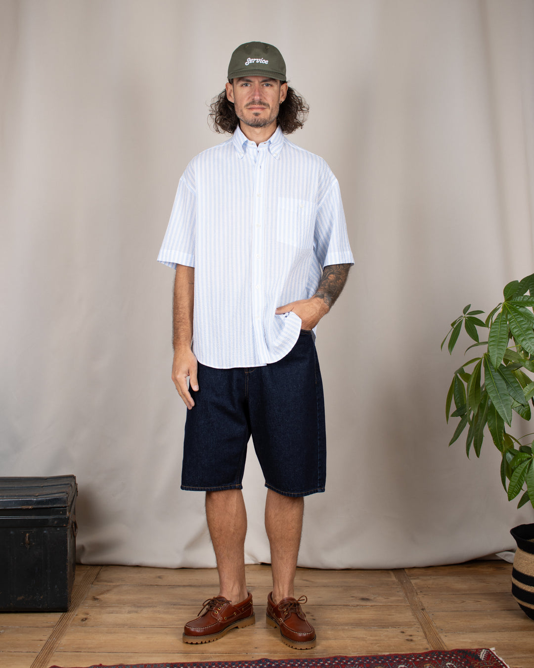 Japan Square Pocket Short Blu Raw