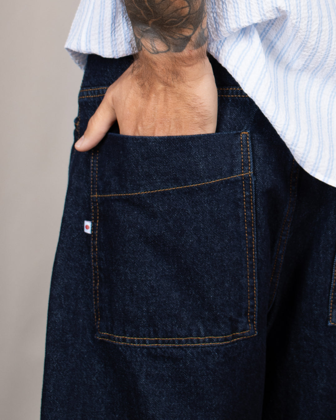 Japan Square Pocket Short Blu Raw