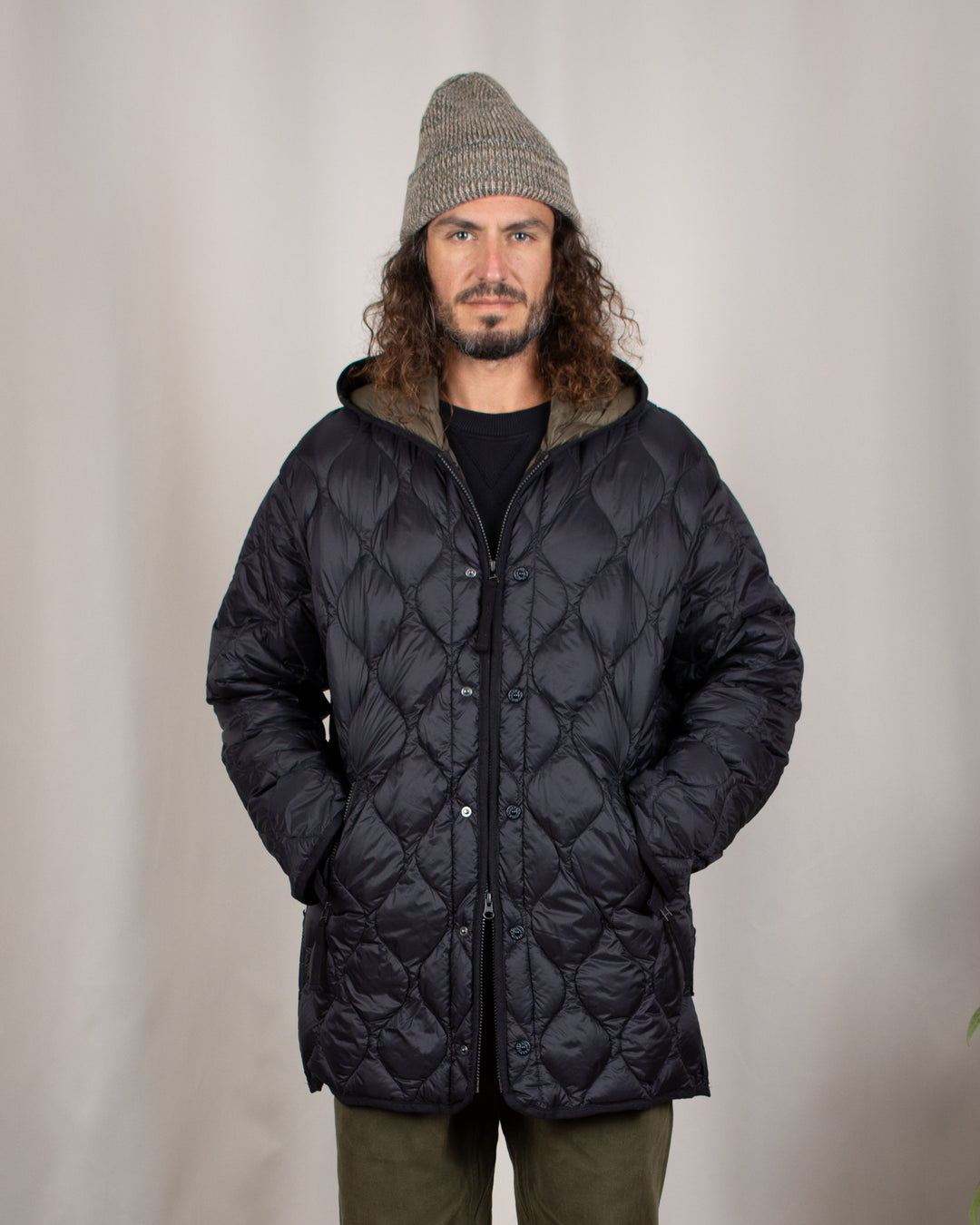 Military M65 Liner W-Zip Hood Down Jacket Black