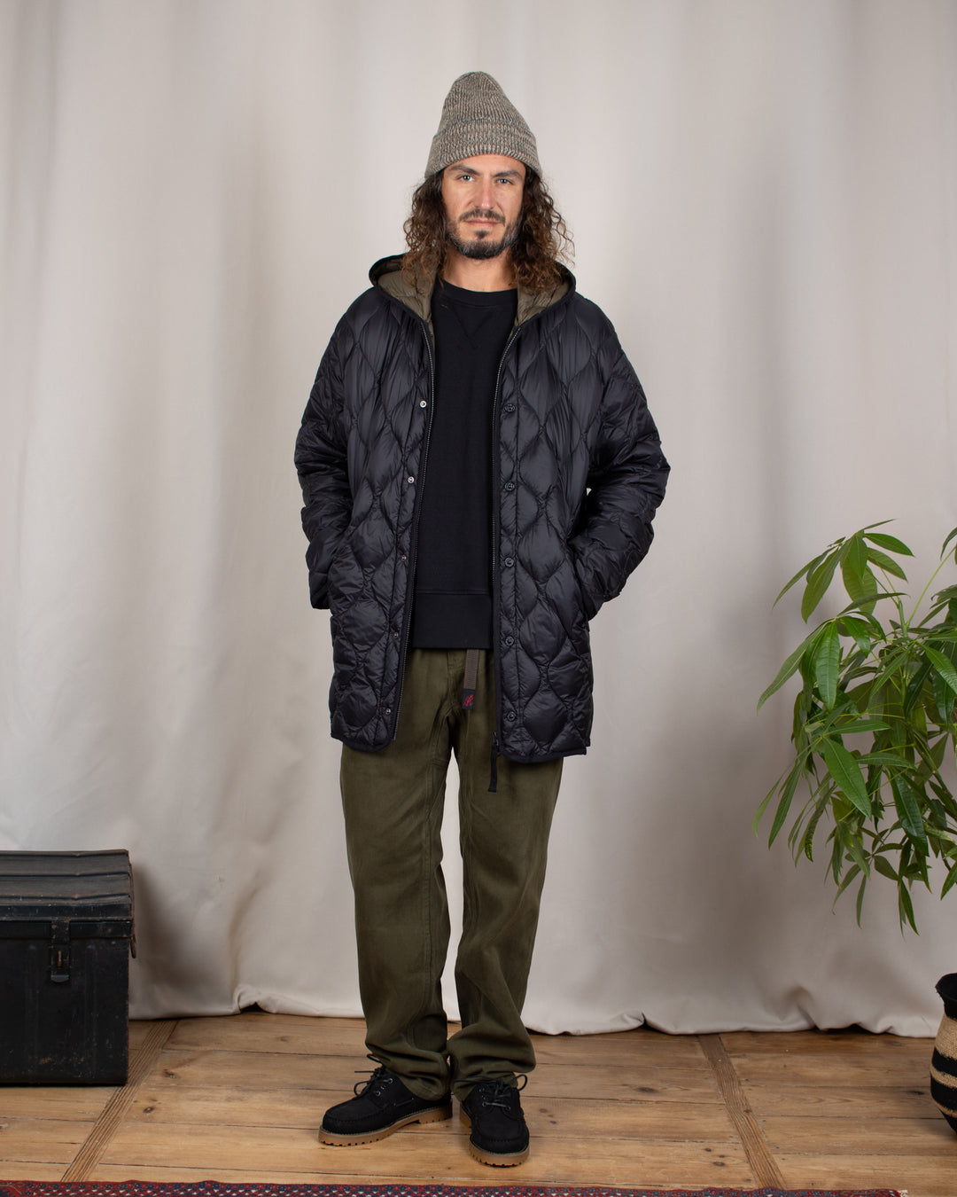 Military M65 Liner W-Zip Hood Down Jacket Black