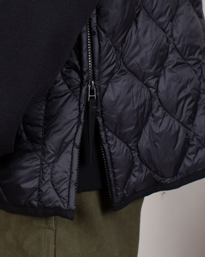 Military V Neck W-Zip Down Vest Black