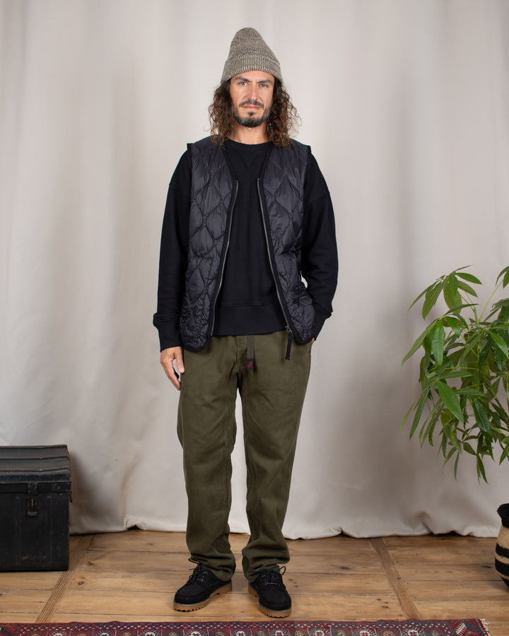 Military V Neck W-Zip Down Vest Black