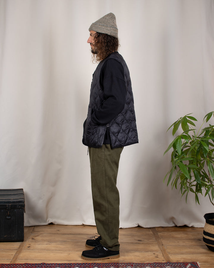 Military V Neck W-Zip Down Vest Black