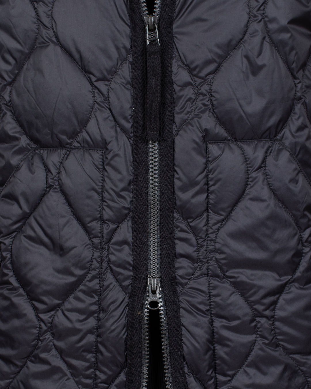 Military V Neck W-Zip Down Vest Black