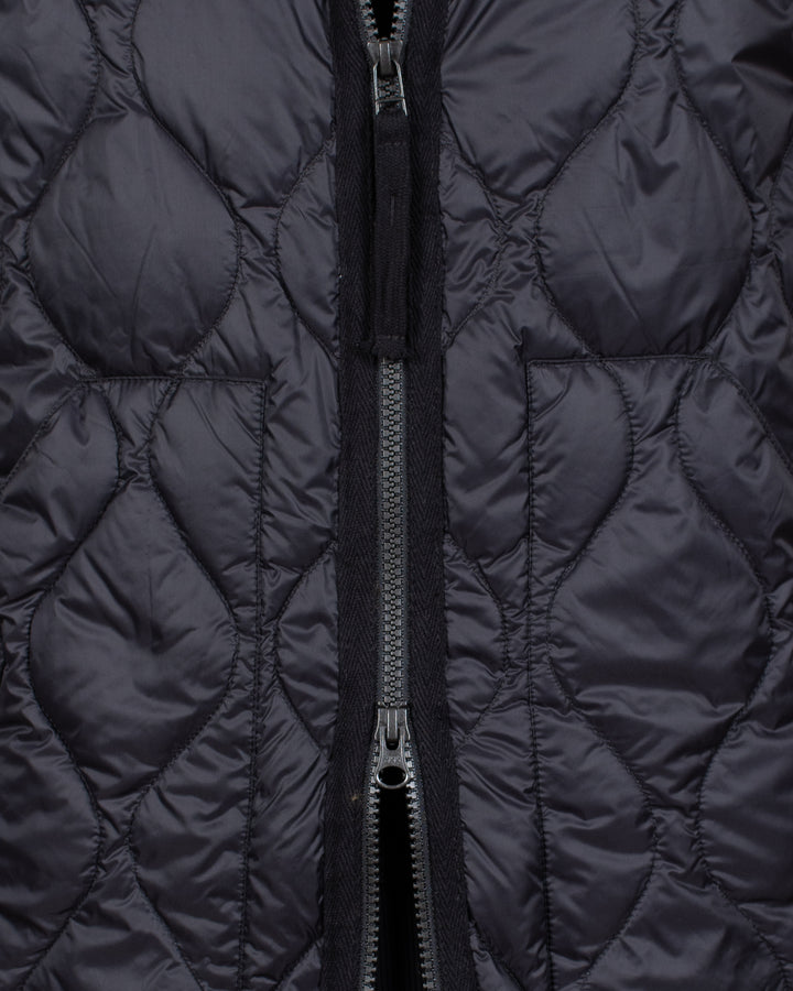 Military V Neck W-Zip Down Vest Black