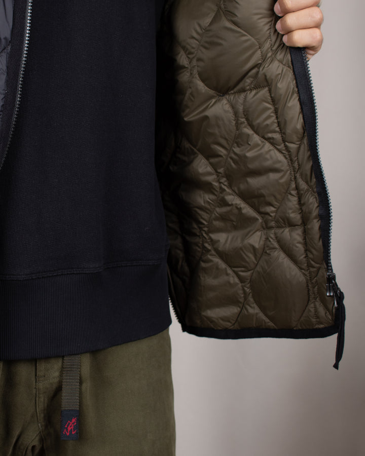 Military V Neck W-Zip Down Vest Black