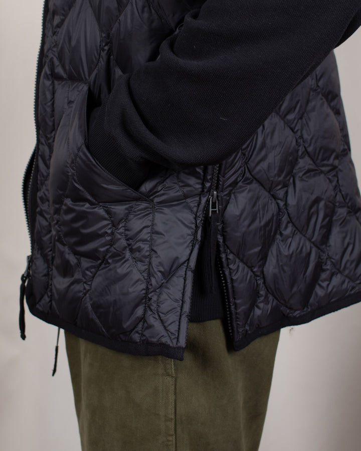 Military V Neck W-Zip Down Vest Black