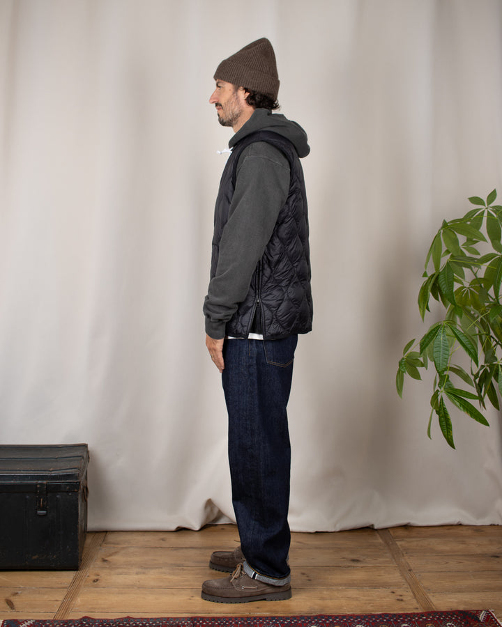 Military V Neck W-Zip Down Vest Black