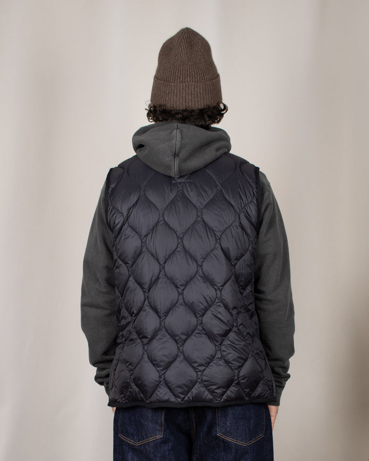 Military V Neck W-Zip Down Vest Black