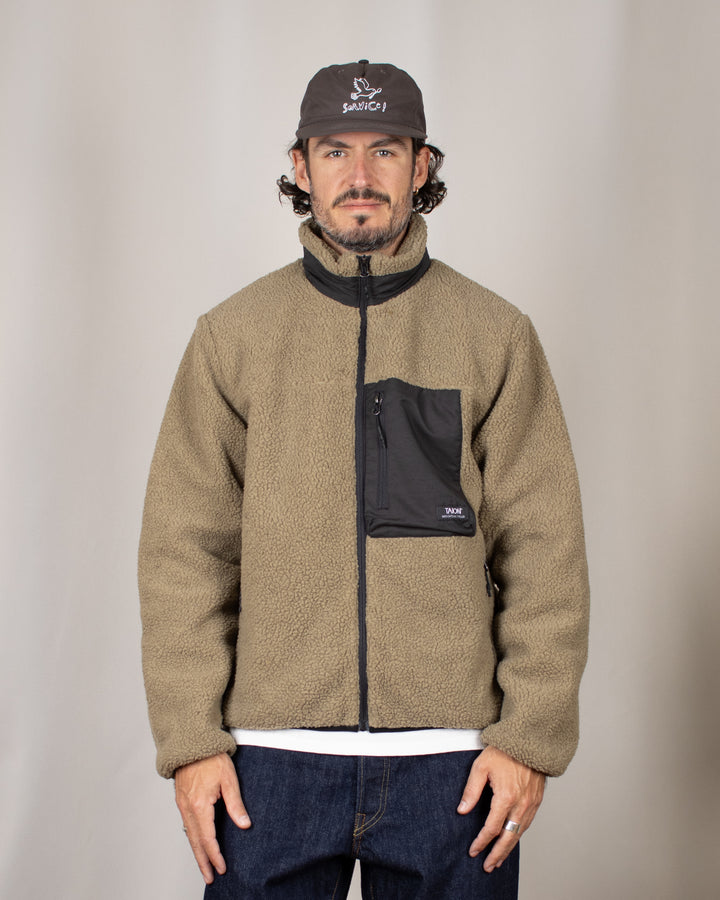Mountain Boa Fleece High-Neck Jacket Beige
