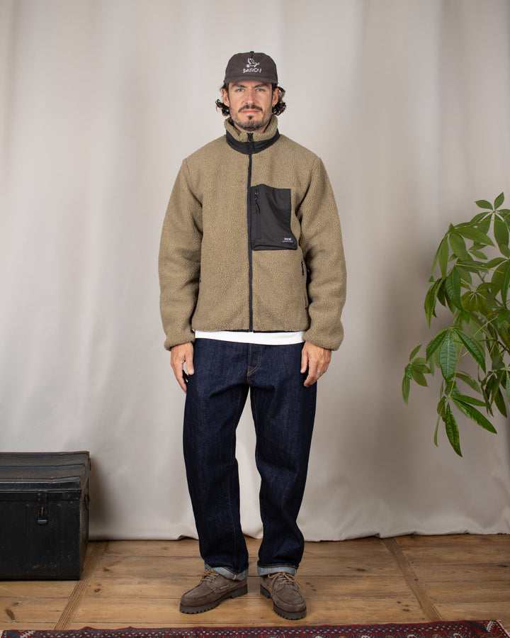 Mountain Boa Fleece High-Neck Jacket Beige