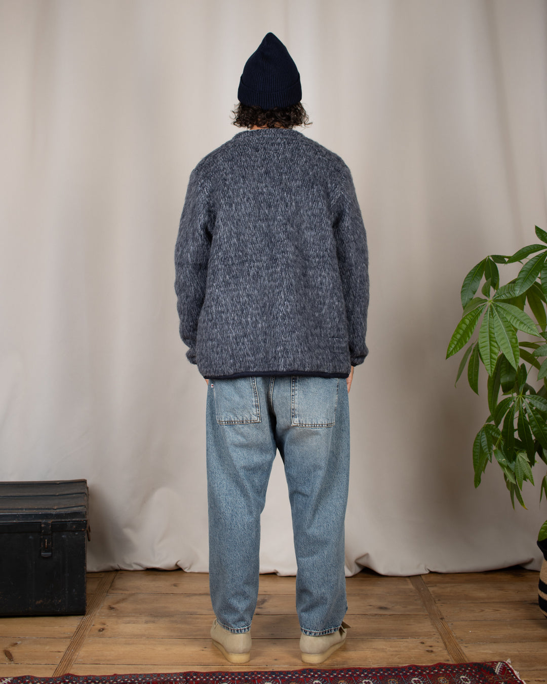 Cardigan Losso Mohair Mix Navy/Pale Grey
