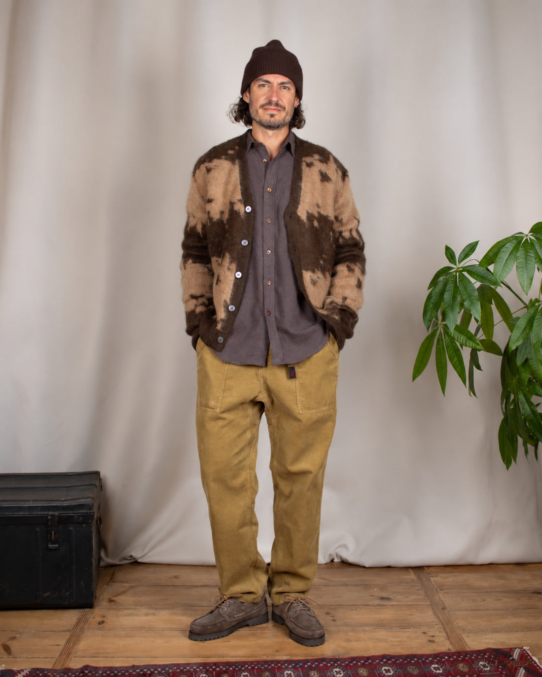 Mohair Splatter Cardigan Taupe Splatter