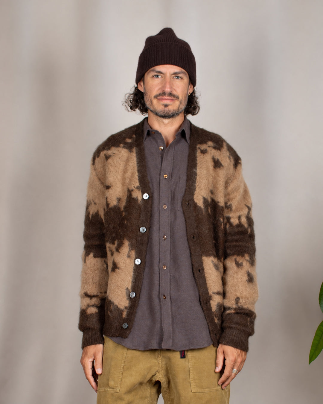 Mohair Splatter Cardigan Taupe Splatter