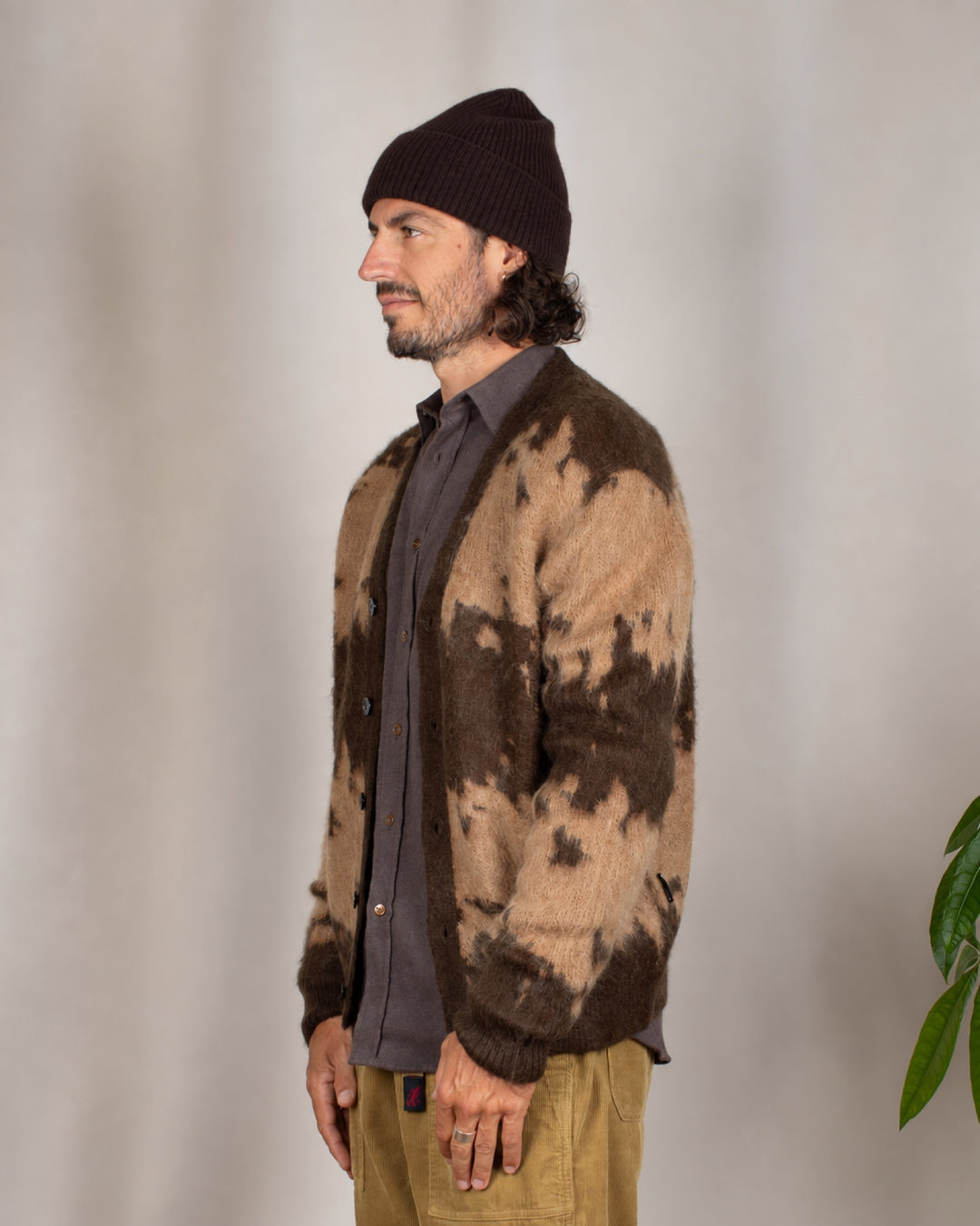Mohair Splatter Cardigan Taupe Splatter