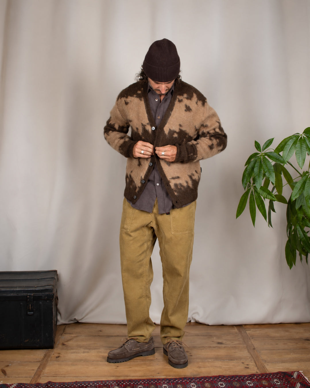 Mohair Splatter Cardigan Taupe Splatter