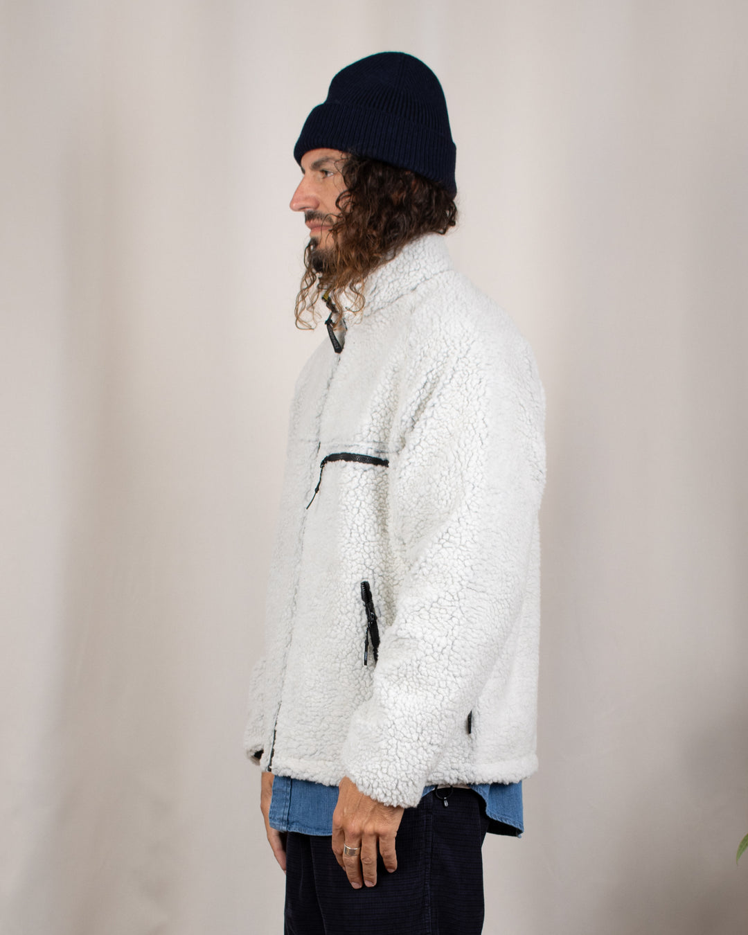 Reversible Sherpa Jacket Natural/Chartreuse