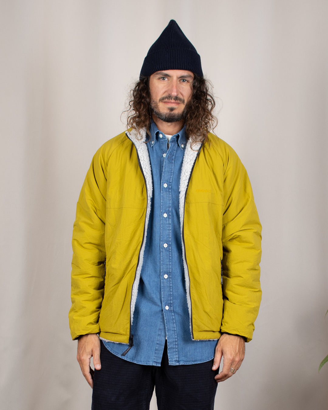 Reversible Sherpa Jacket Natural/Chartreuse