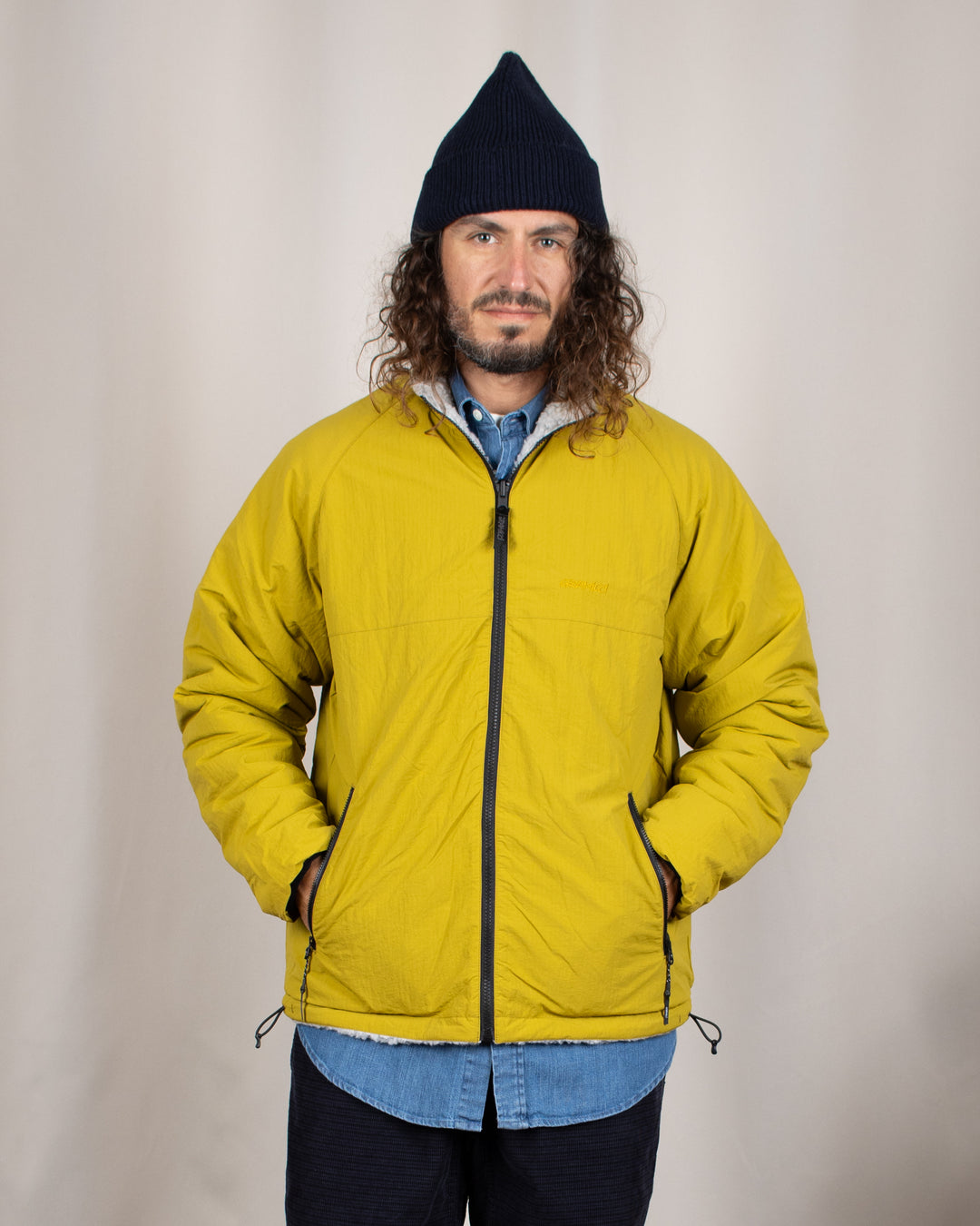 Reversible Sherpa Jacket Natural/Chartreuse