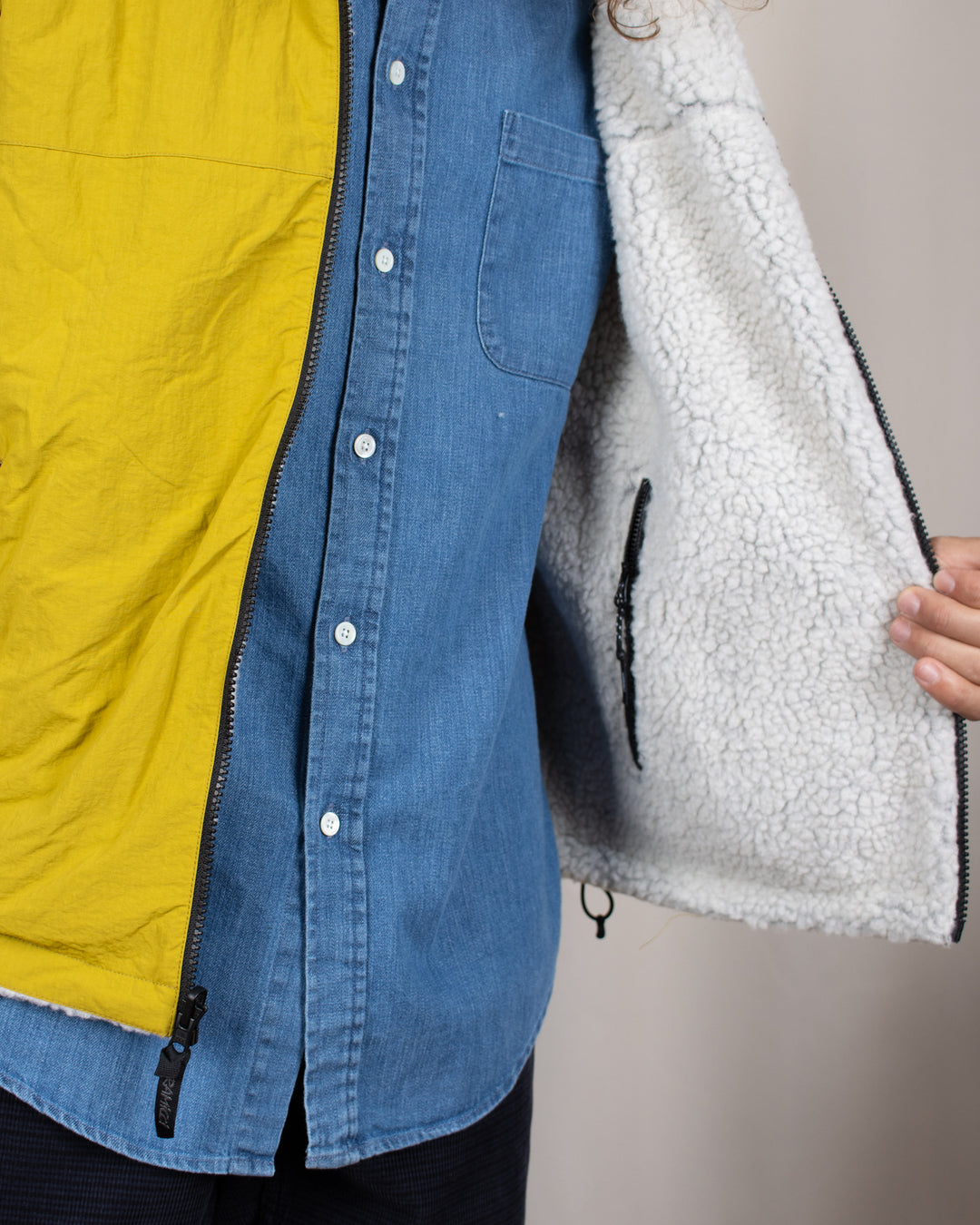 Reversible Sherpa Jacket Natural/Chartreuse