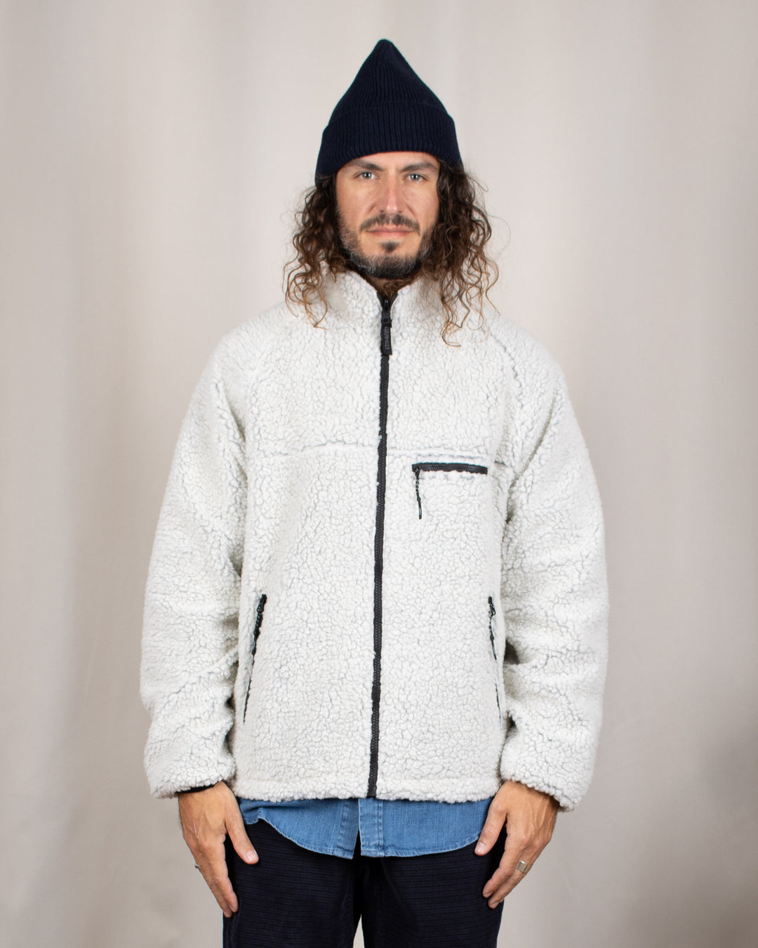 Reversible Sherpa Jacket Natural/Chartreuse