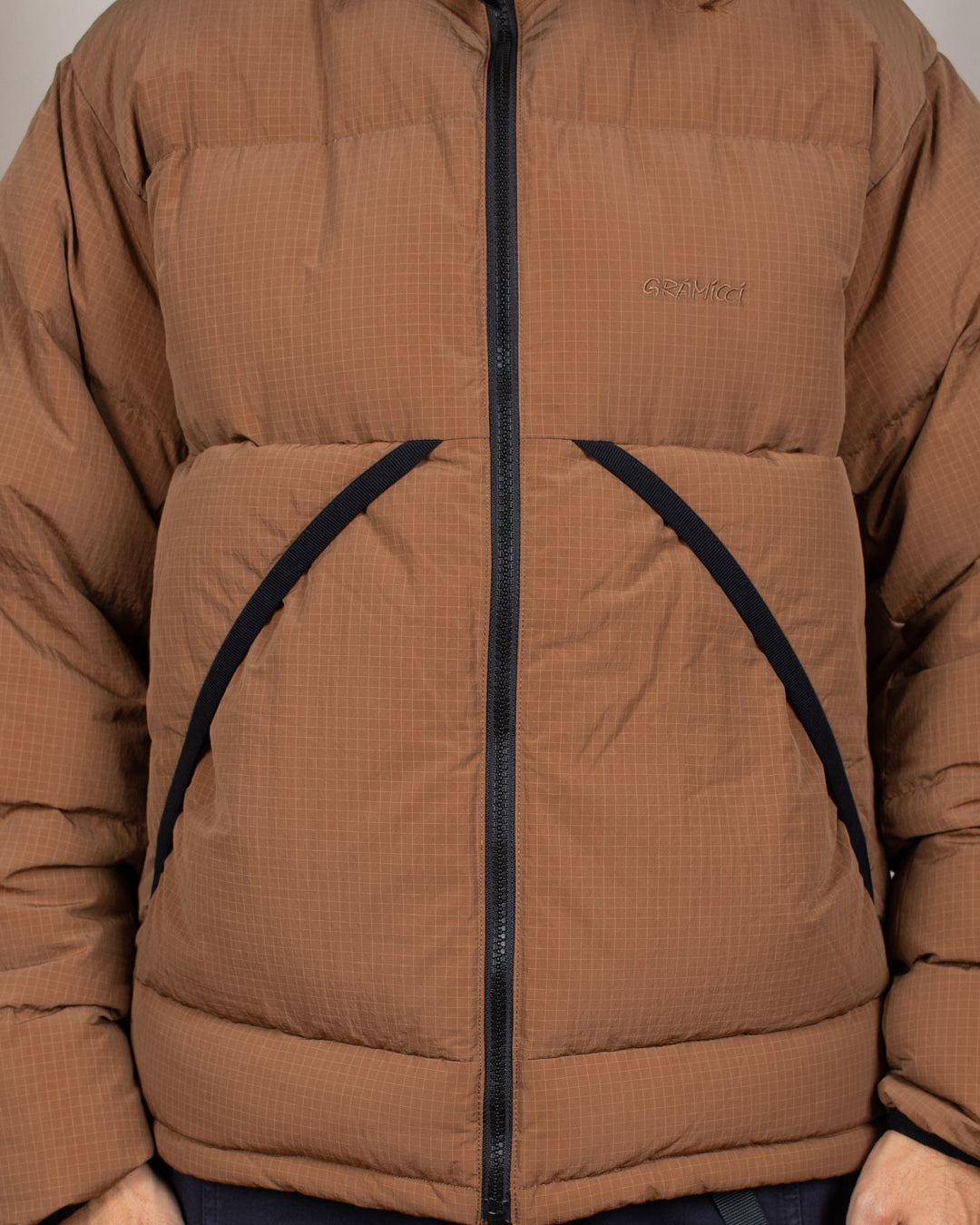 Down Puffer Hooded Jacket Brown