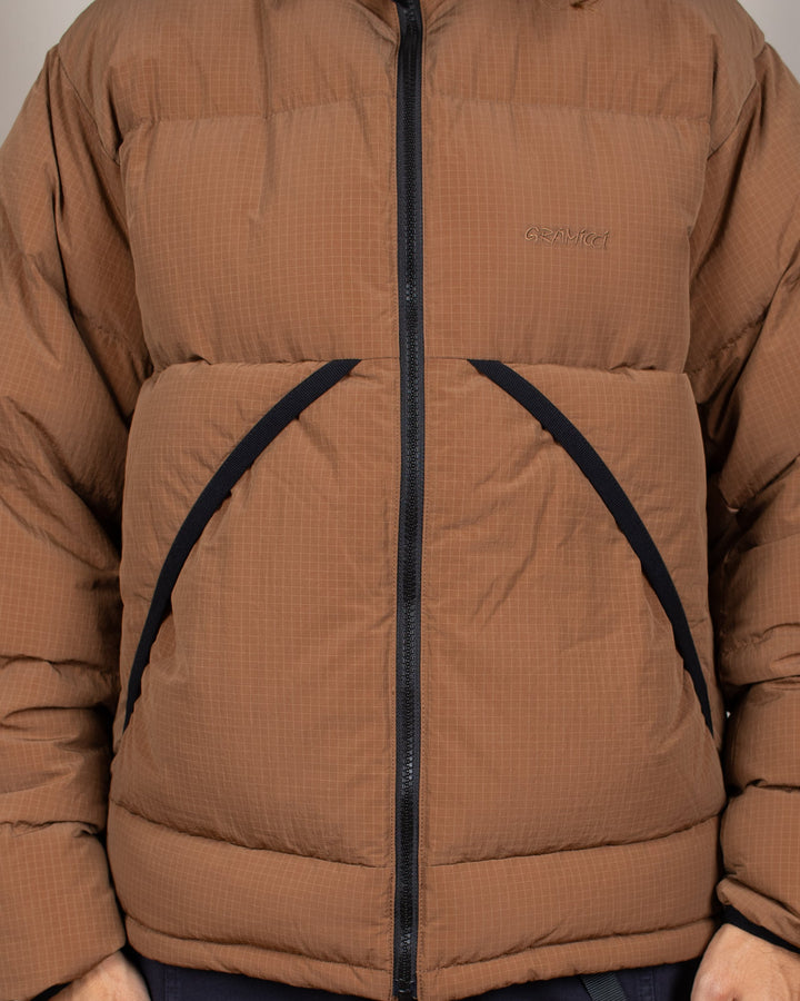 Down Puffer Hooded Jacket Brown