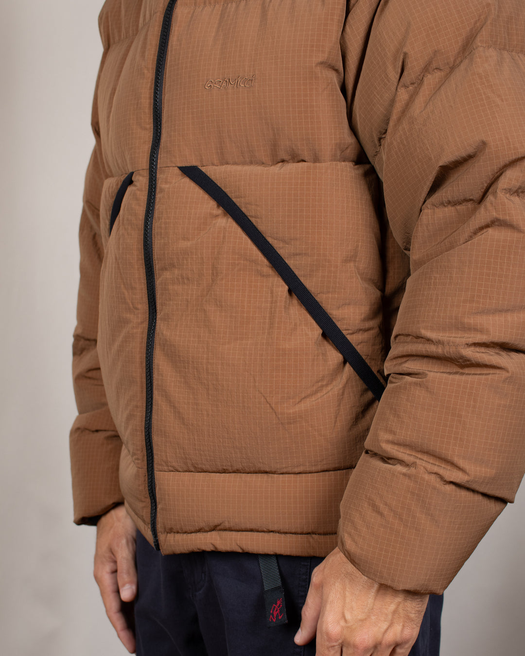 Down Puffer Hooded Jacket Brown