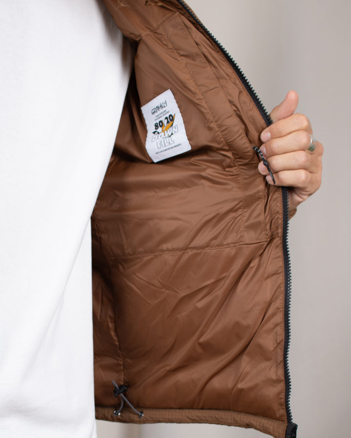 Down Puffer Hooded Jacket Brown