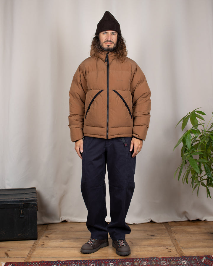 Down Puffer Hooded Jacket Brown