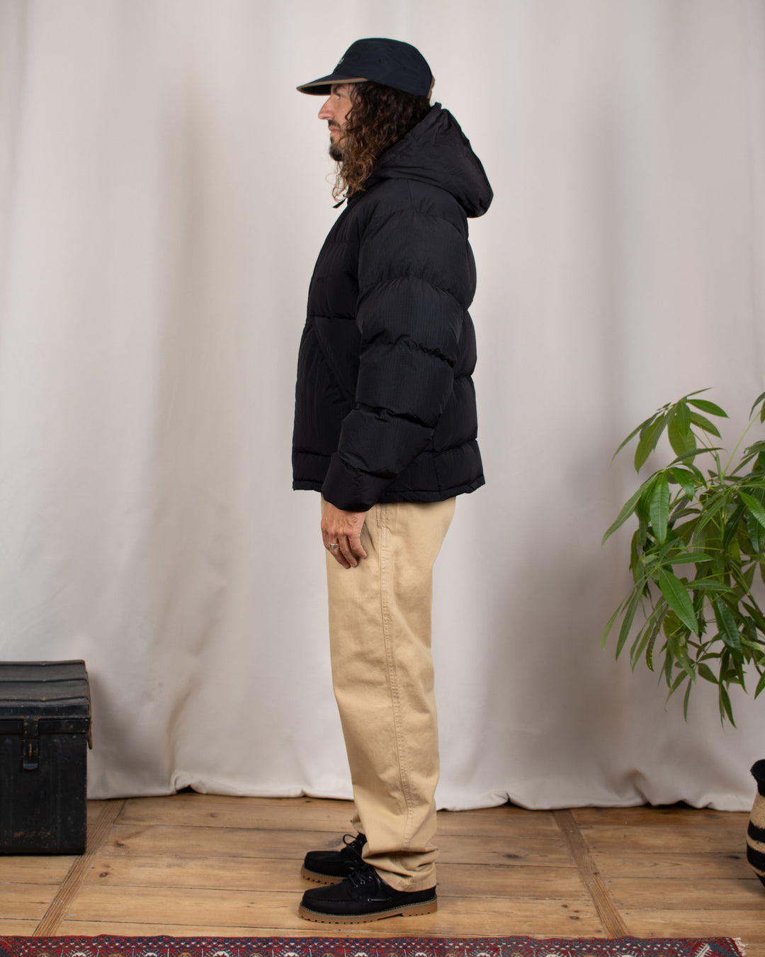 Down Puffer Hooded Jacket Black