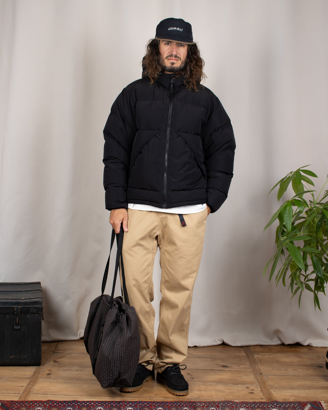 Down Puffer Hooded Jacket Black
