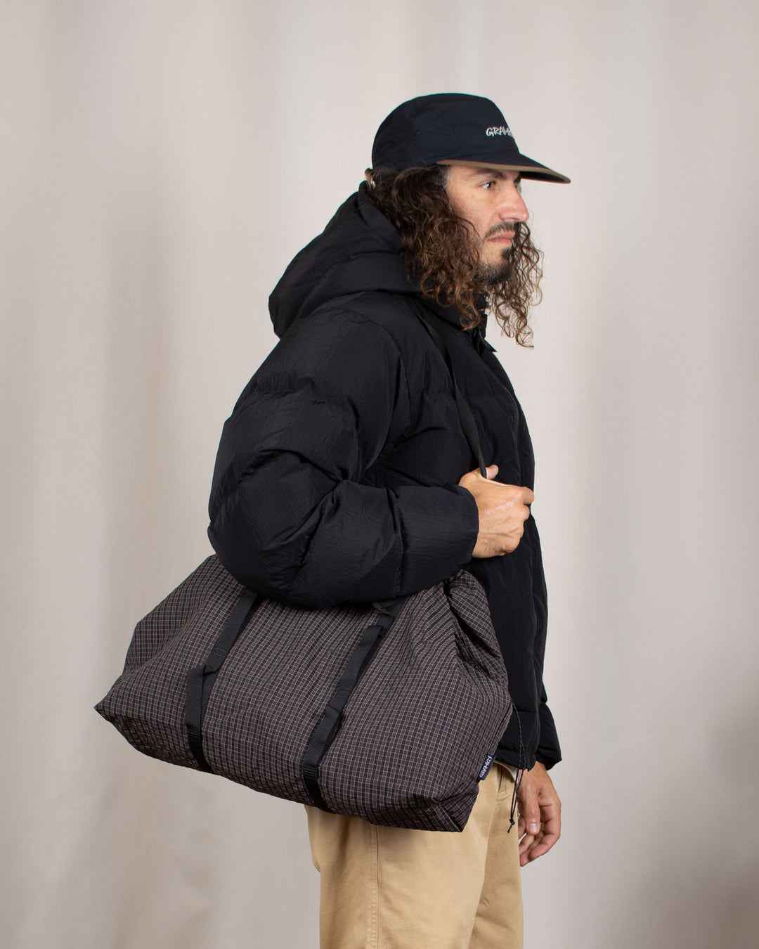 Plaid Climbing Tote Deep Brown