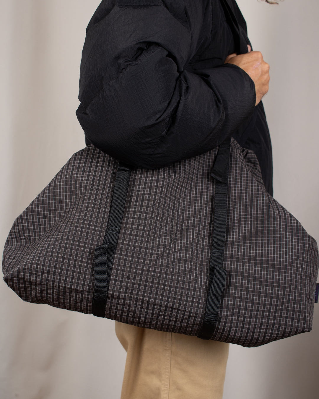 Plaid Climbing Tote Deep Brown