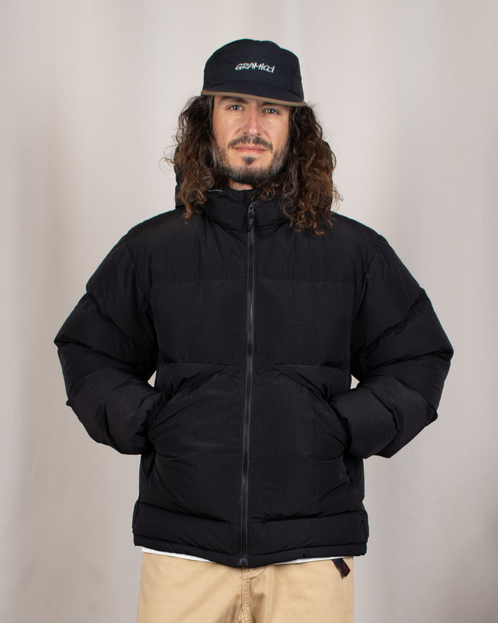 Down Puffer Hooded Jacket Black
