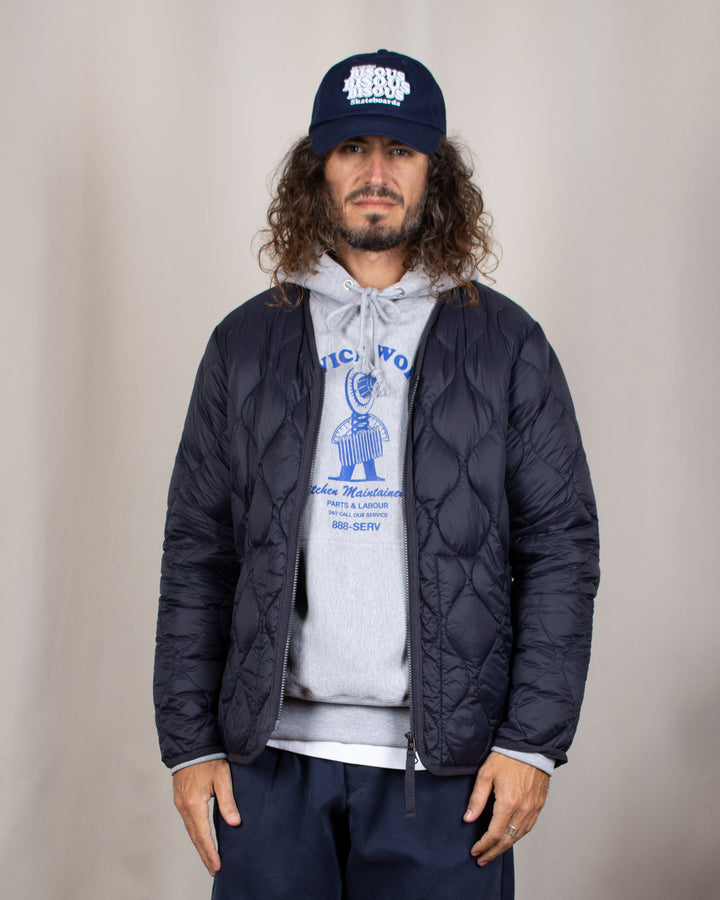 Military V Neck W-Zip Down Jacket Dark Navy