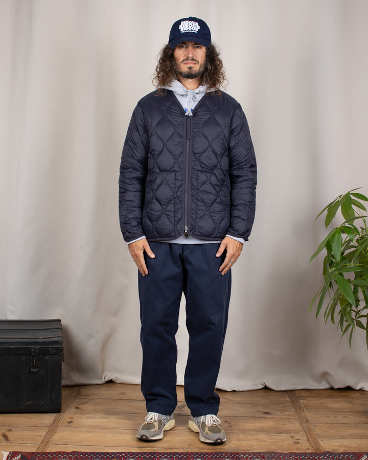 Military V Neck W-Zip Down Jacket Dark Navy