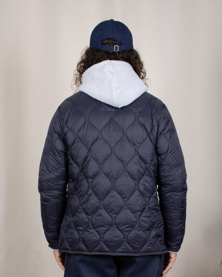 Military V Neck W-Zip Down Jacket Dark Navy