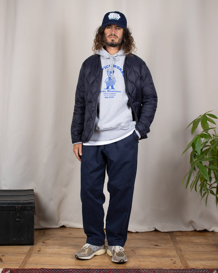 Military V Neck W-Zip Down Jacket Dark Navy