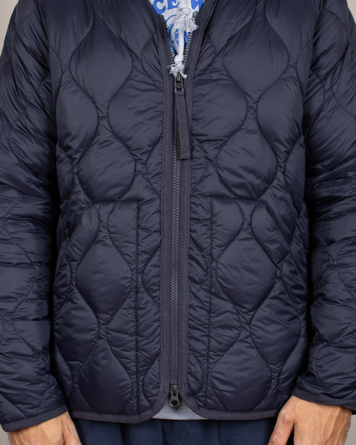 Military V Neck W-Zip Down Jacket Dark Navy