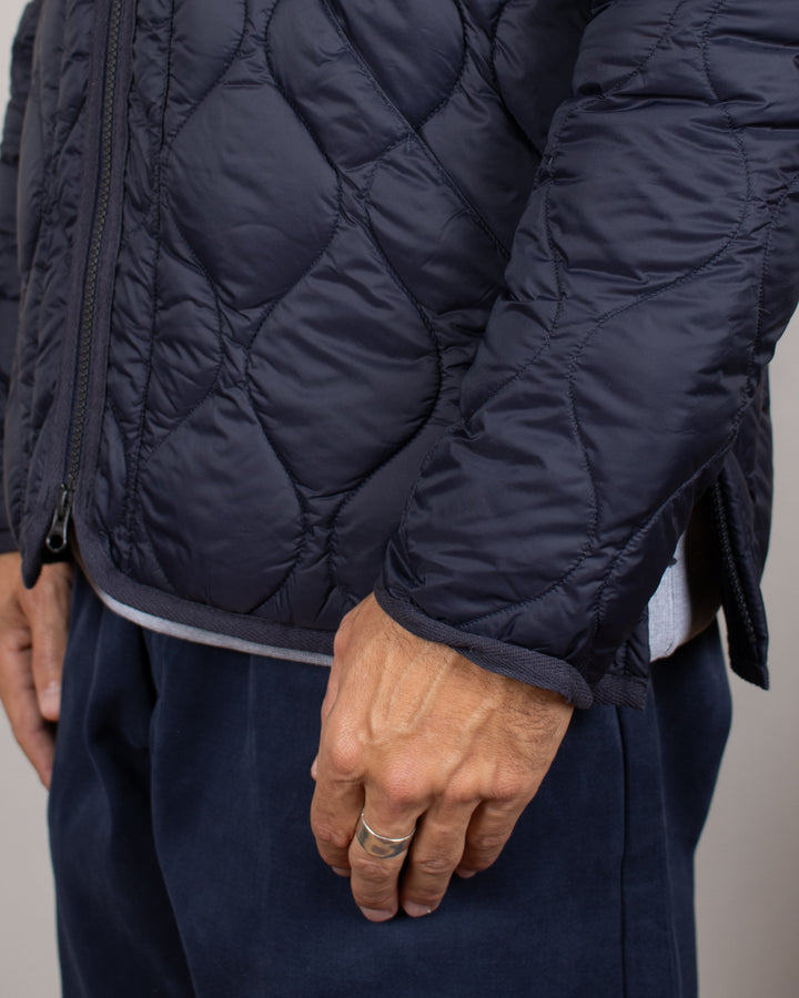 Military V Neck W-Zip Down Jacket Dark Navy