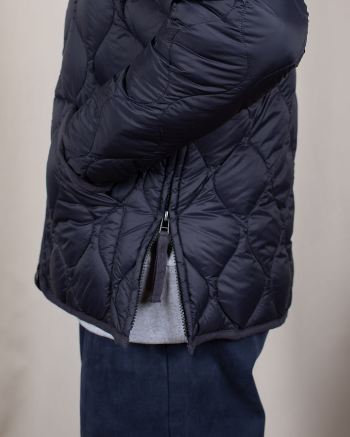 Military V Neck W-Zip Down Jacket Dark Navy