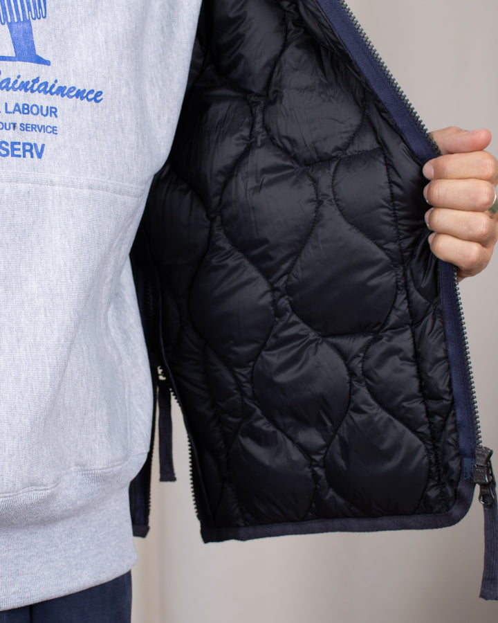 Military V Neck W-Zip Down Jacket Dark Navy