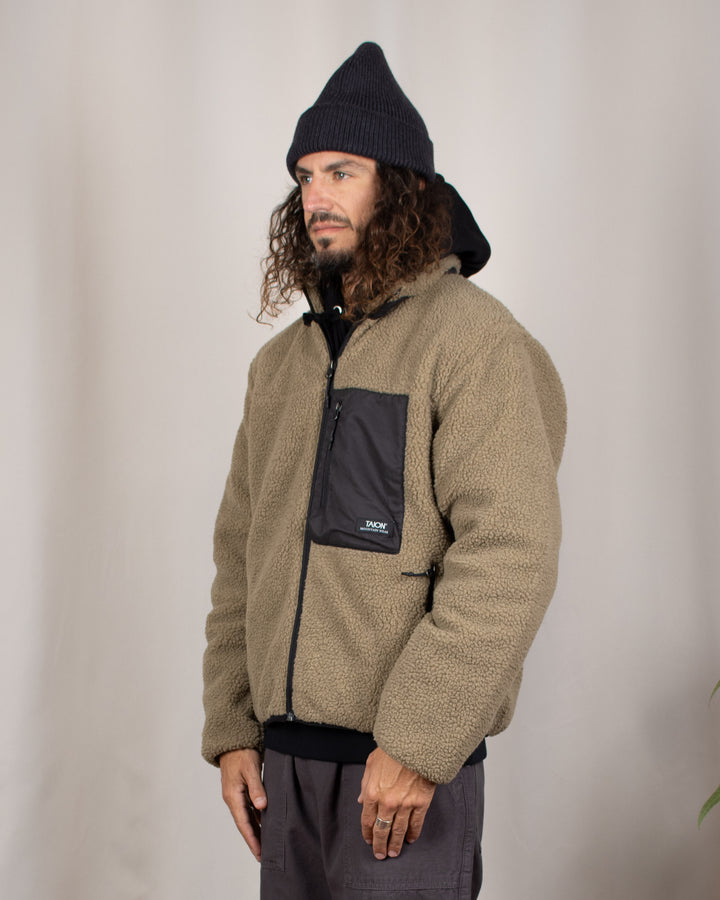 Mountain W-Zip Boa Hi Neck Jacket D.Beige/Black