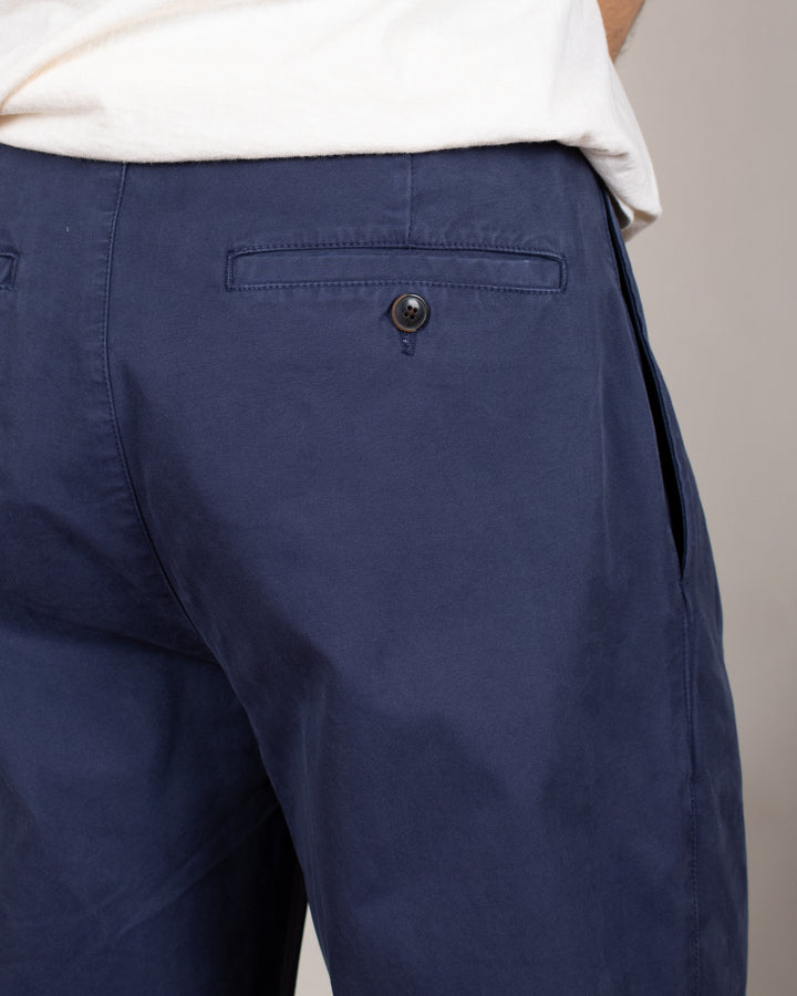 Double Pleats Twill Pants Navy