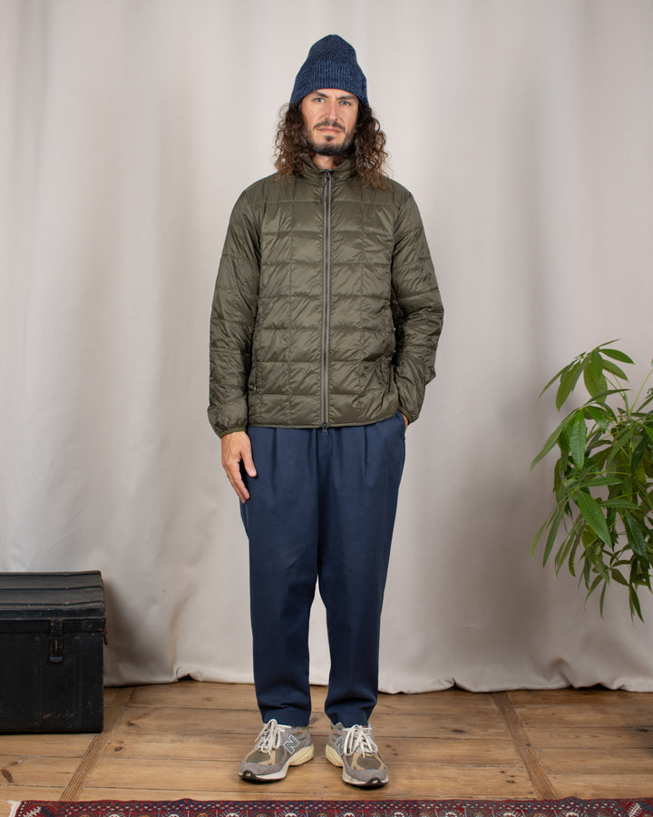 Hi Neck W-Zip Down Jacket Dark Olive