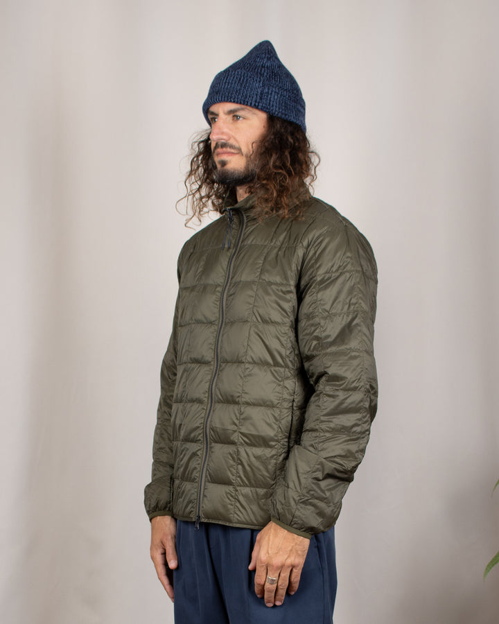 Hi Neck W-Zip Down Jacket Dark Olive