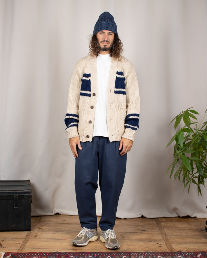 Langdale Cardigan Chunky Knit Stripe Sand